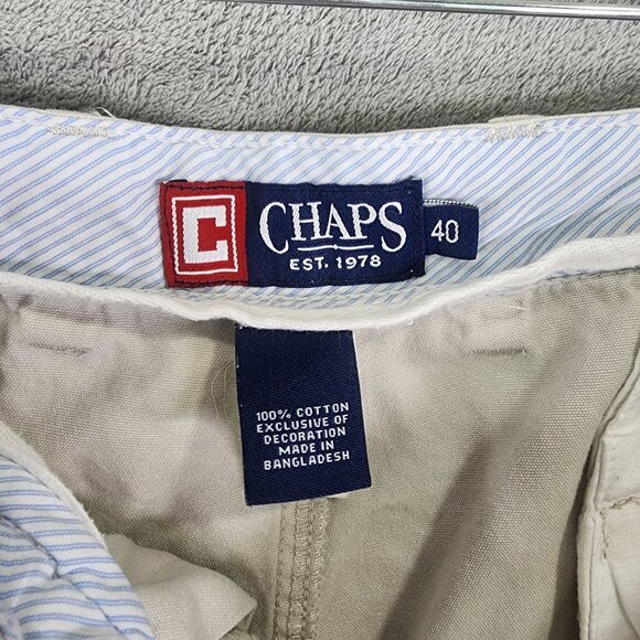 Men's Beige Chaps Cargo Shorts 100% Cotton 9.5" Inseam Size 40 - Picture 4 of 12